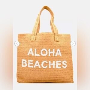 NWT Sol And Mer, Aloha Beaches Braided Straw Tote, Tan